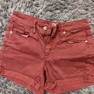 Burgundy jean shorts